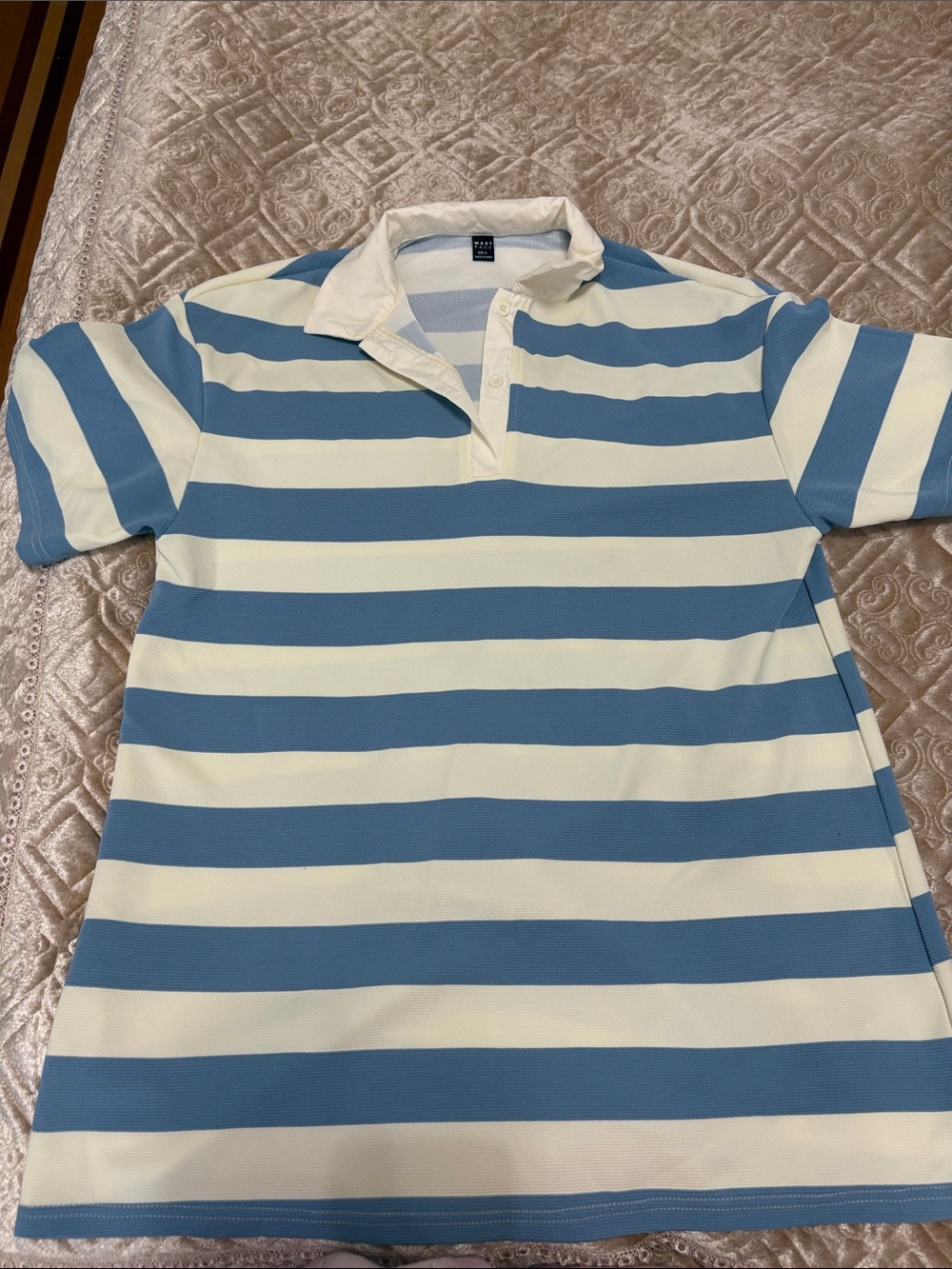 Striped Rugby Polo Dress in Blue & Cream - Women's Polo